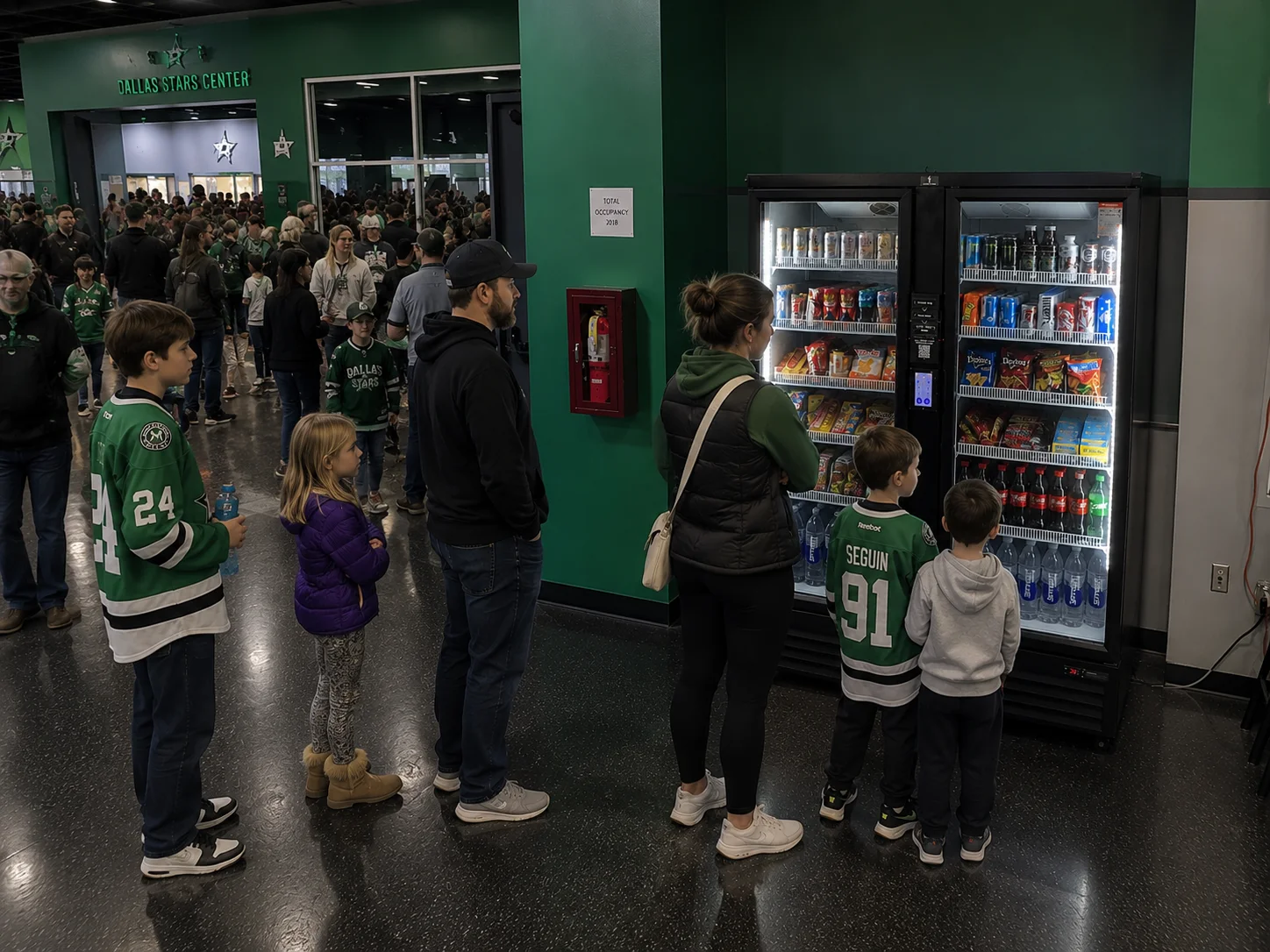 NextShelf self-checkout coolers operating at Dallas Stars Plano StarCenter